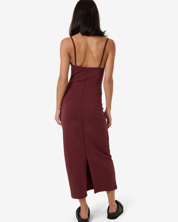 Rib Seam Dress - Dark Cherry