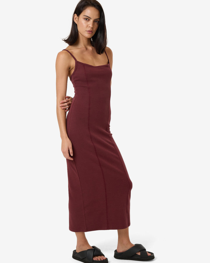 Rib Seam Dress - Dark Cherry