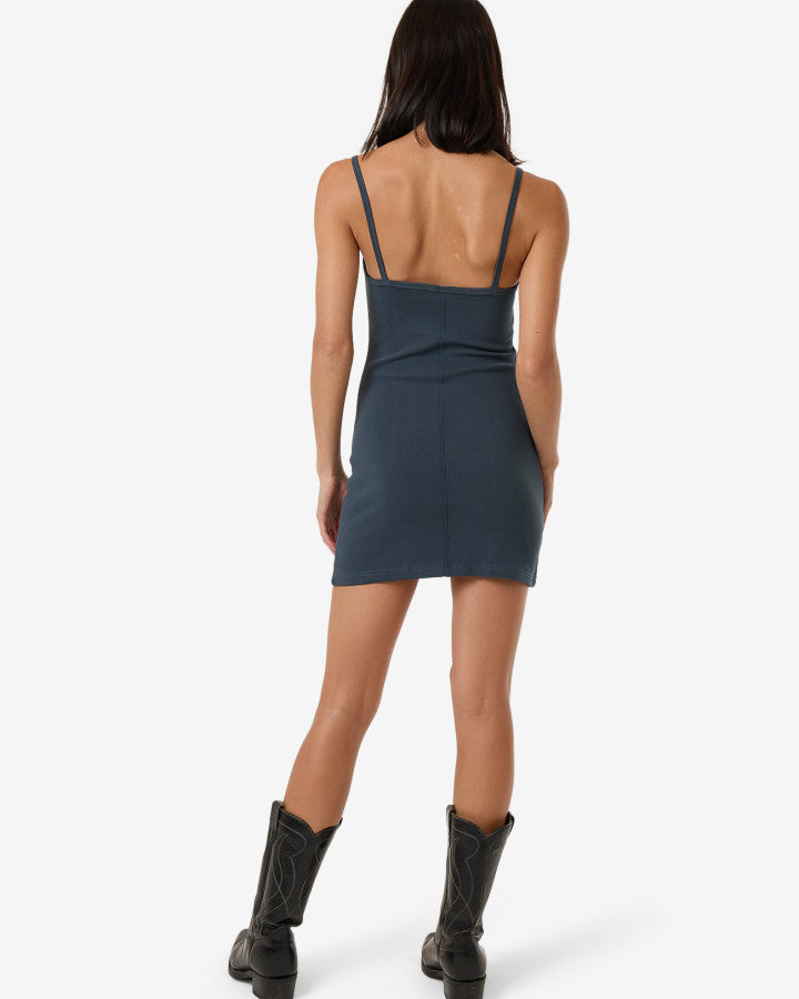 Rib Seam Mini Dress - Dark Slate