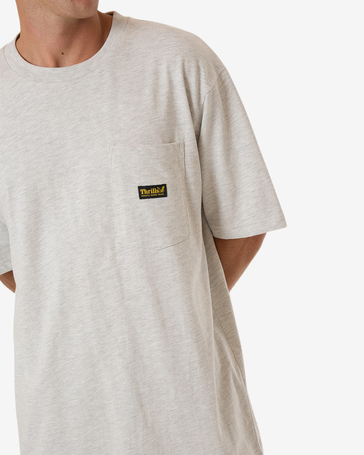 Thrills Union Oversize Fit Pocket Tee - White Marle