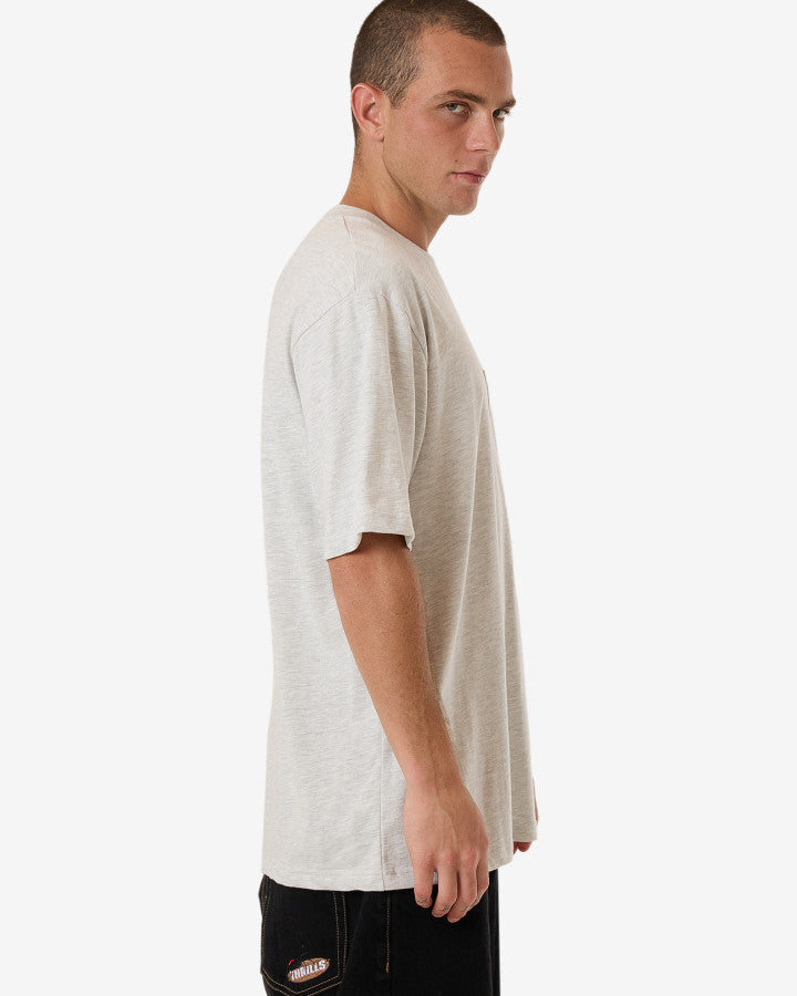 Thrills Union Oversize Fit Pocket Tee - White Marle