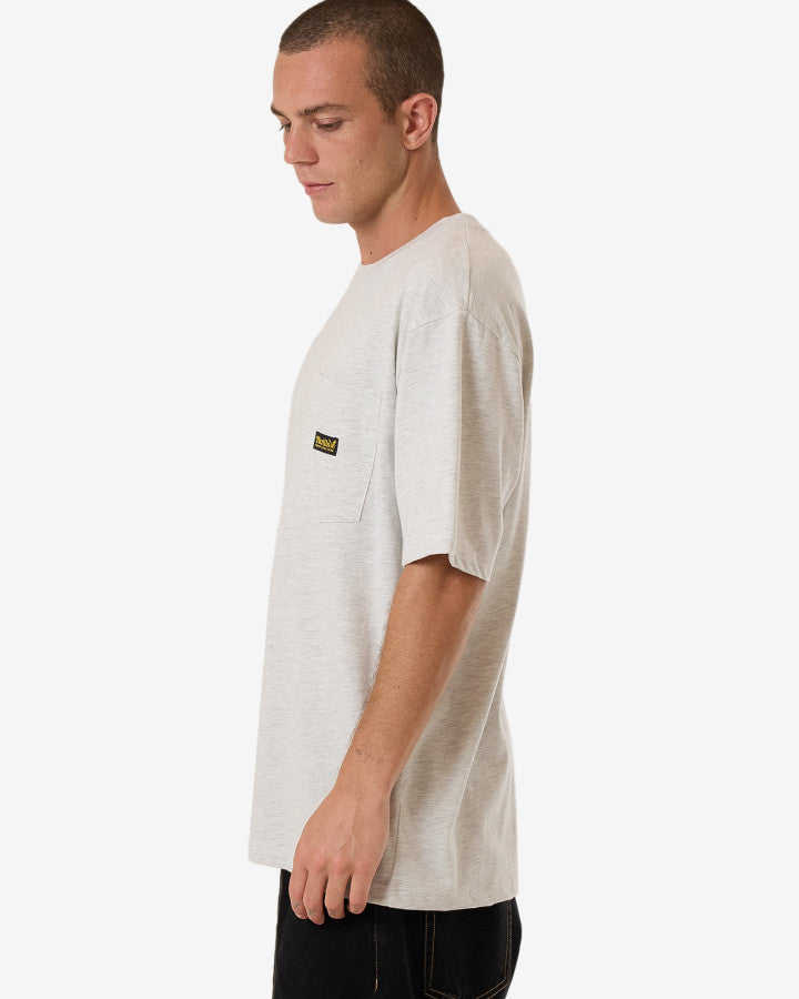 Thrills Union Oversize Fit Pocket Tee - White Marle