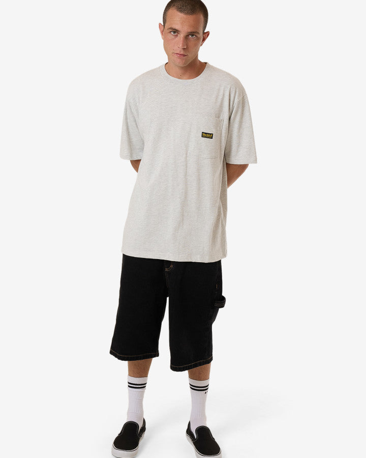 Thrills Union Oversize Fit Pocket Tee - White Marle