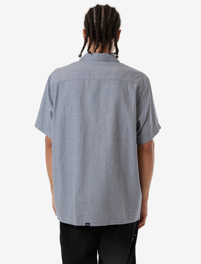 Thrills Union Short Sleeve Stripe Work Shirt - Light Petrol