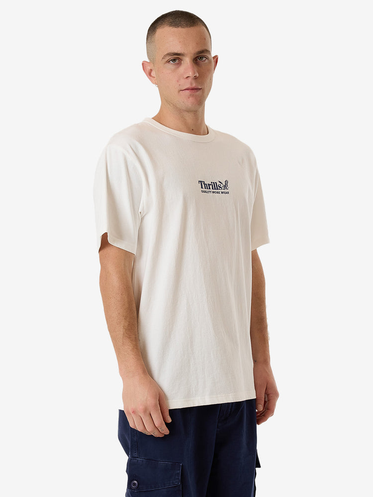 Thrills Workwear Embro Merch Fit Tee - Dirty White