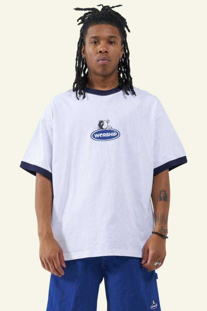 Tommy Two Box Fit O/S Ringer Tee- White