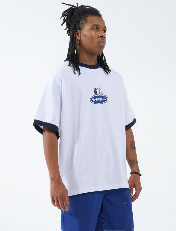 Tommy Two Box Fit O/S Ringer Tee- White
