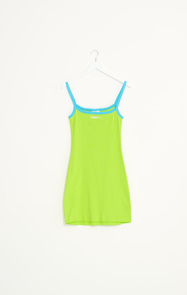Devod Contrasting Singlet Dress - Lime Punch