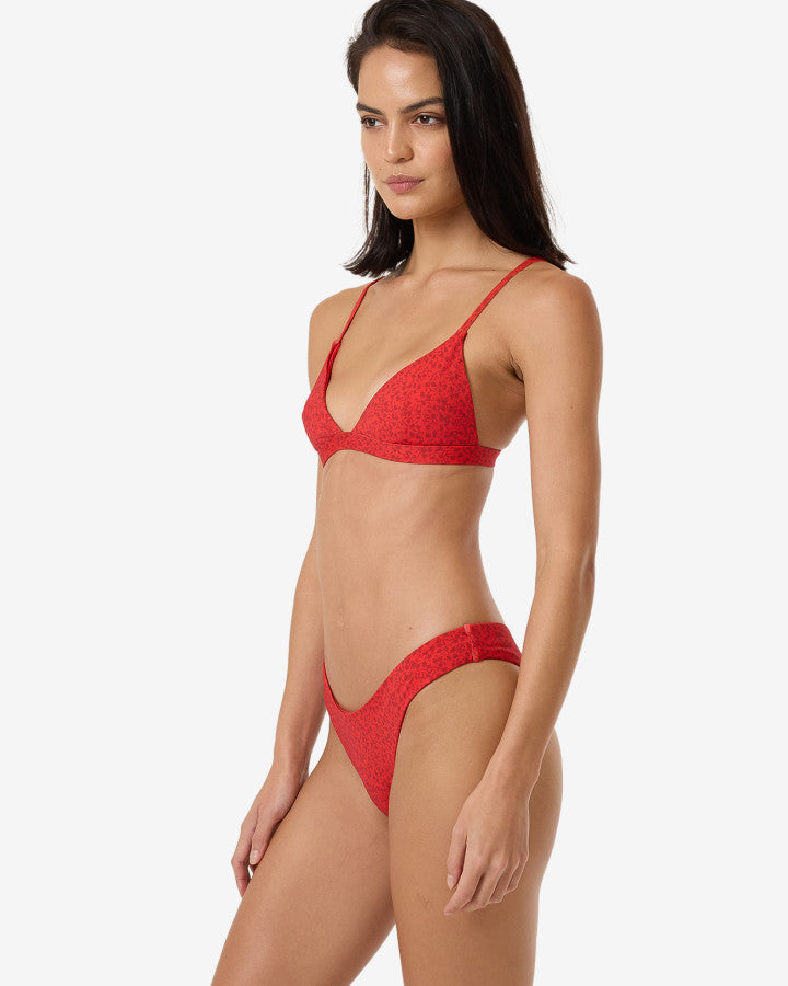 Zinnia Fixed Triangle Bikini Top - Flame Red