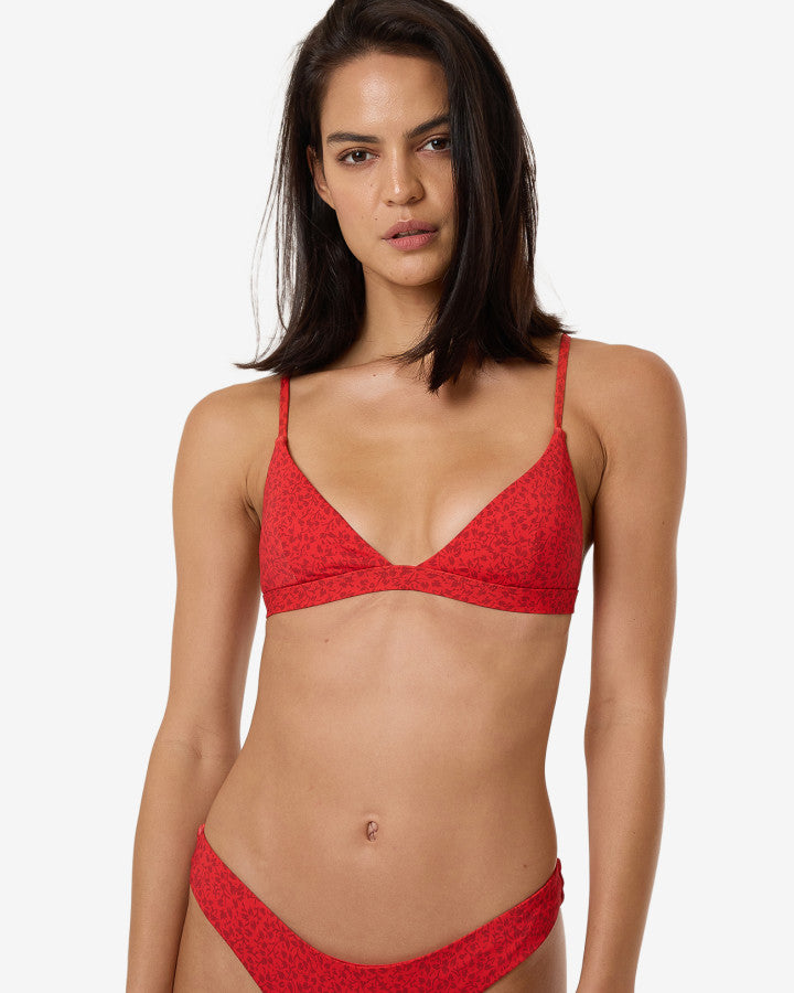 Zinnia Fixed Triangle Bikini Top - Flame Red