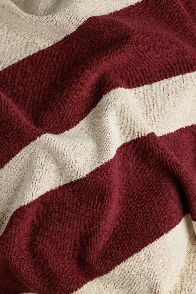 
            
                Load image into Gallery viewer, Erin Organic Cotton (Pool) Towel in Maroon + Butter
            
        