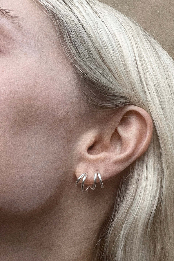 Double Wire Hoops - Sterling Silver