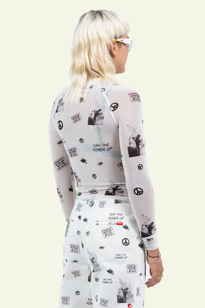 Disorderly L/S Mesh Top - White