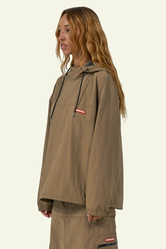 Worship Nylon Pullover Jacket Stone Crystal Cylinder