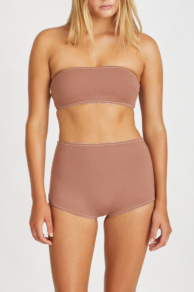 Stripe Reversible Bandeau - Watercolour Chocolate