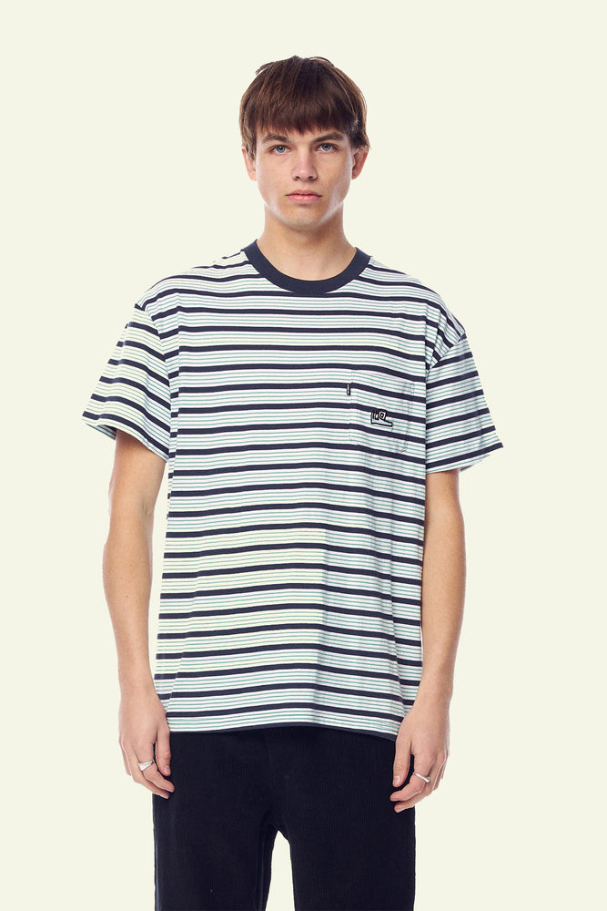 
            
                Load image into Gallery viewer, Space Cowboy Stripe Tee - Navy/Green
            
        