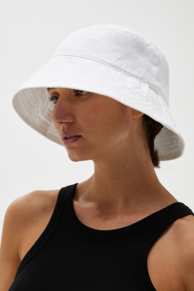 Linen Bucket Hat - White