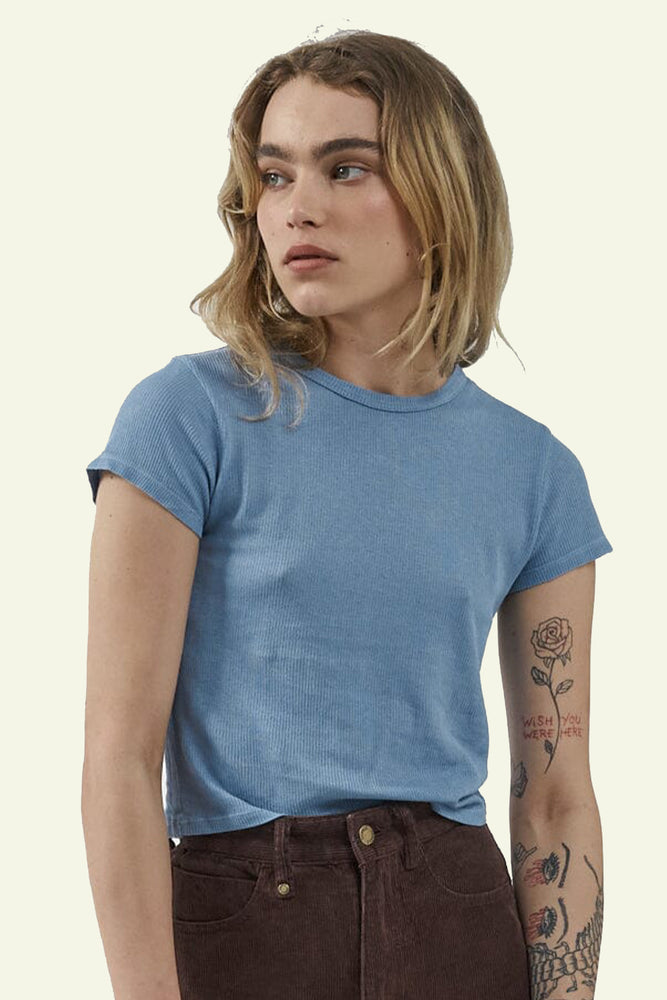 Hemp Paper Rib Micro Tee - Powder Blue
