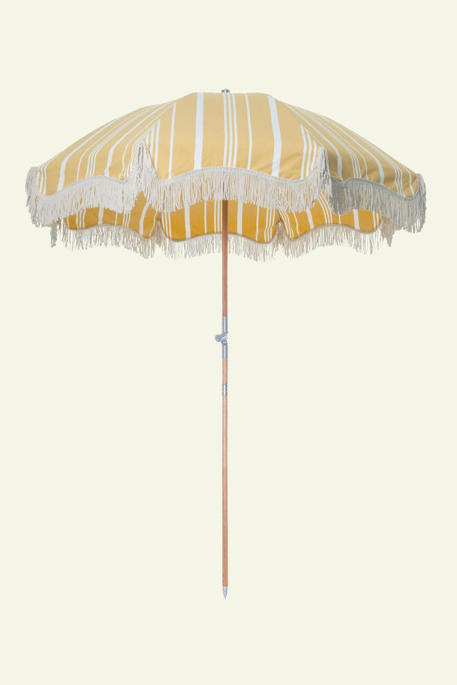 Premium Beach Umbrella - Vintage Yellow Stripe