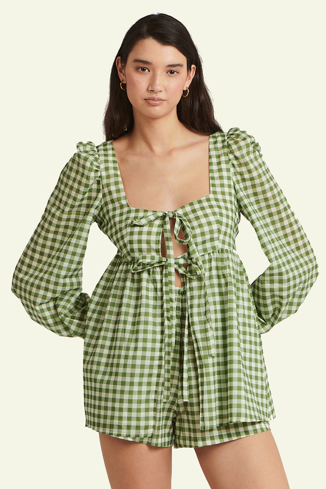 Dayna Top - Green Gingham