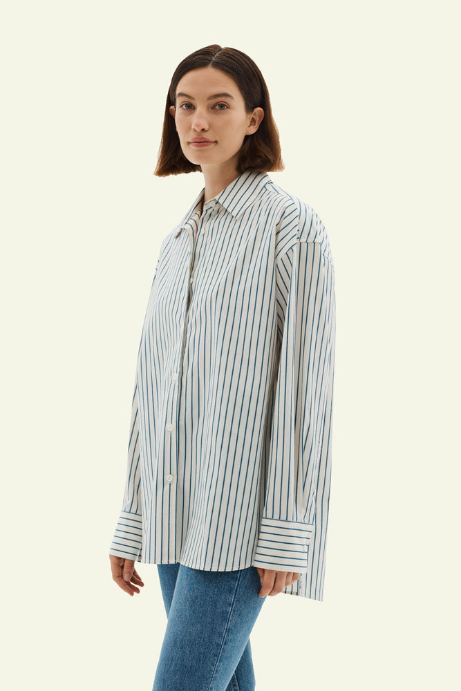 
            
                Load image into Gallery viewer, Everyday Stripe Shirt - Petrol Stripe
            
        