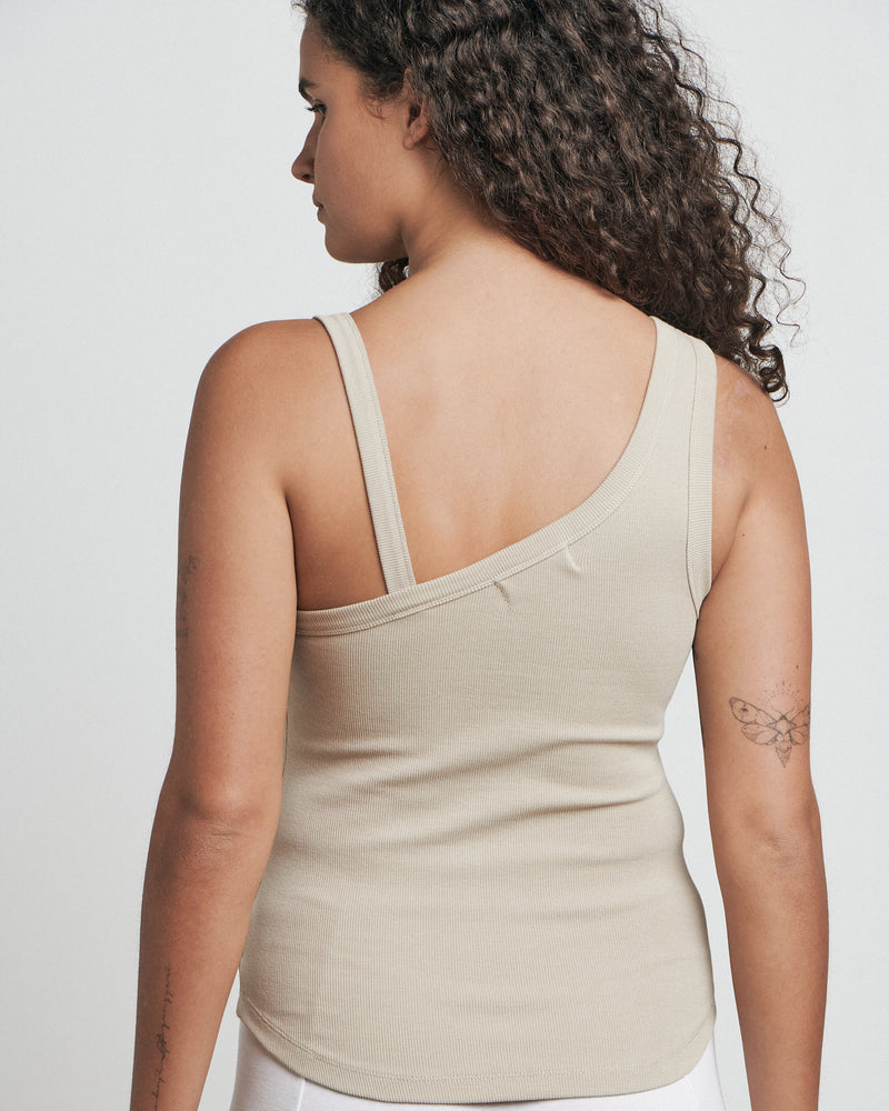 The One Shoulder Top- Taupe