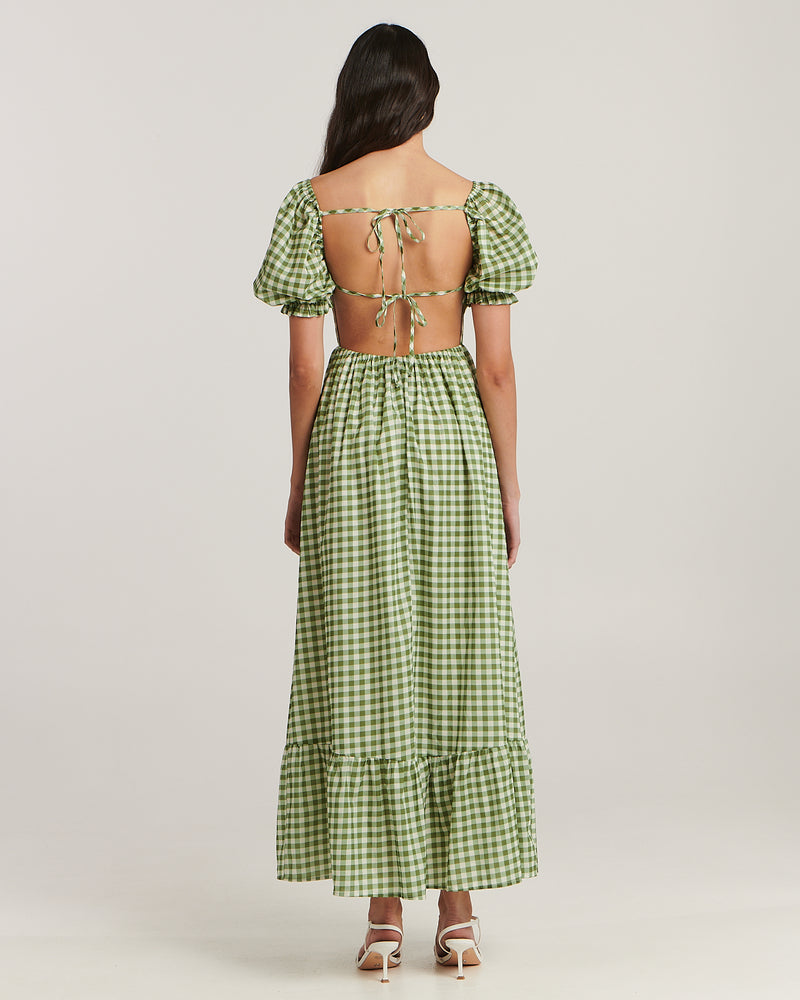 Paris Maxi Dress - Green Gingham