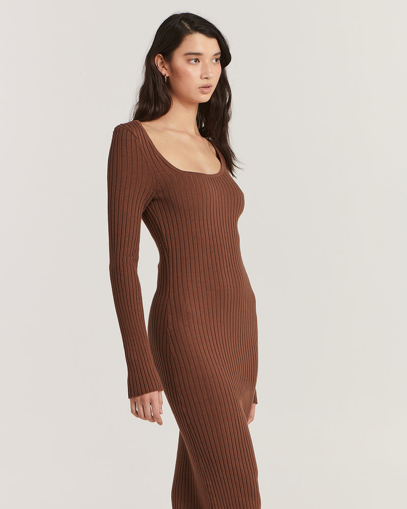 Laurette Midi Dress - Chocolate